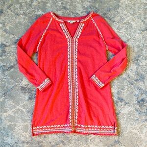 👀 NEW Boden Size M Coral Tunic with White Embroidery